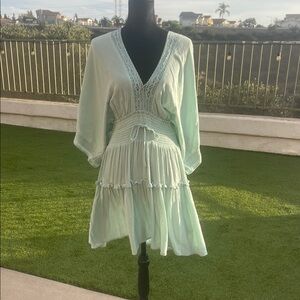 bluboho Light Green Mini Dress